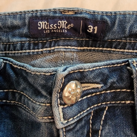 Miss Me Western Chloe Boot Medium Wash Jeans With Embellished Turquoise Accents - Picture 5 of 11